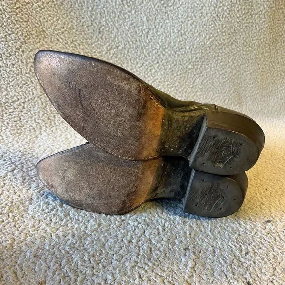 Nocona Imperial Snake Skin Cowboy Boots Men 8.5 E Wide Black Gray Toe C406E VTG